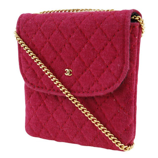 Chanel CC Logo Micro Matelasse Shoulder Bag Pouch Cotton