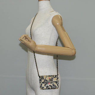 Chanel Flap Card Holder on Chain Quilted Printed Canvas