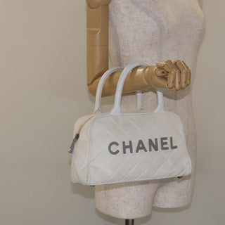 Chanel Vintage Logo Bowler Bag Quilted Canvas