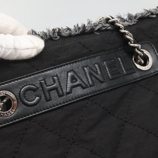 Chanel Logo Chain Tote Quilted Nylon with Tweed
