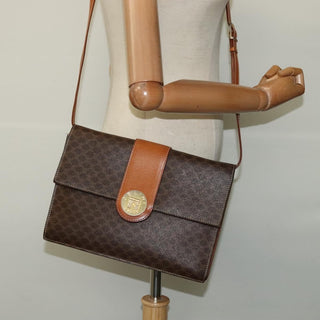 Celine Vintage Macadam Shoulder Bag Canvas and Leather