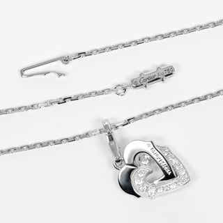 Cartier Double Heart Pendant Charm 18 white gold