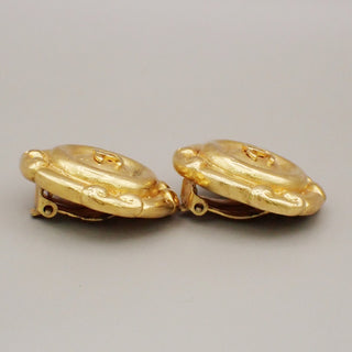 Chanel Vintage CC Round Button Clip-On Earrings Metal