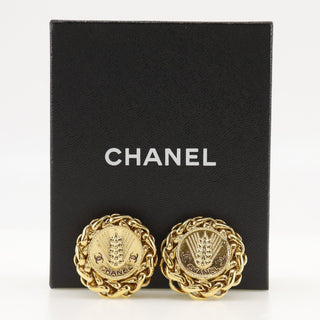 Chanel Vintage Round CC Clip-On Earrings Metal