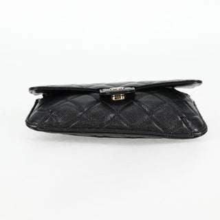 Chanel Foldable Tote Bag with Chain Quilted Caviar with Printed Nylon