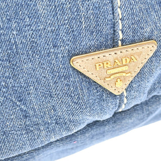 Prada Canapa Tote Denim and Fur