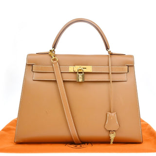 Hermes Kelly Handbag Light Chamonix with Gold Hardware