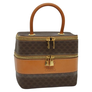 Celine Vintage Double Zip Vanity Case Macadam Coated Canvas