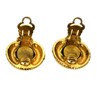 Chanel Vintage Round Clip-On Earrings Metal with Gripoix
