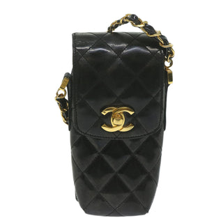 Chanel Vintage CC Flap Phone Holder Crossbody Bag Quilted Patent
