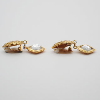 Chanel Vintage Drop Clip On Earrings Crystal with Metal
