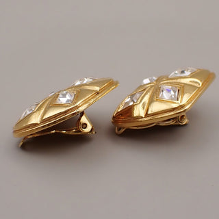 Chanel Vintage CC Diamond Clip-On Earrings Metal