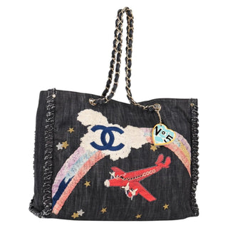 Chanel Night Flight Tote Embroidered Denim