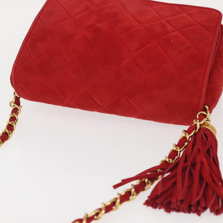 Chanel Vintage Tassel Full Flap Shoulder Bag Quilted Suede