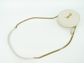 Saint Laurent Vinyle Round Camera Bag Matelasse Chevron Leather