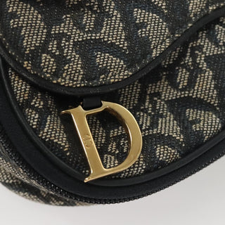Christian Dior Saddle Zip Pouch Diorissimo Canvas