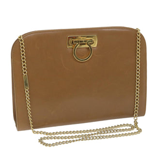 Salvatore Ferragamo Vintage Gancini Chain Shoulder Bag Leather