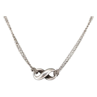Tiffany & Co. Infinity Double Chain Pendant Necklace Silver