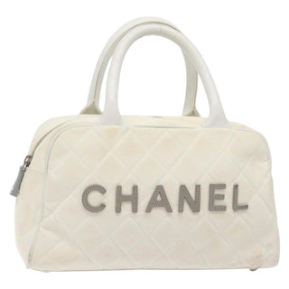 Chanel Vintage Logo Bowler Bag Quilted Canvas
