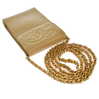Chanel Vintage CC Phone Holder Crossbody Bag Caviar