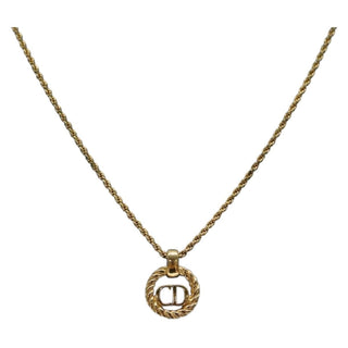 Christian Dior CD Round Pendant Necklace Metal