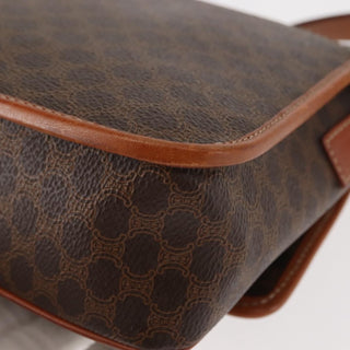 Celine Vintage Macadam Circle Logo Shoulder Bag Canvas and Leather