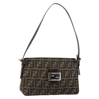 Fendi Vintage Pocket Shoulder Bag Zucca Canvas