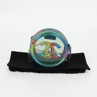 Chanel Filigree Round Clutch with Chain Vinyl