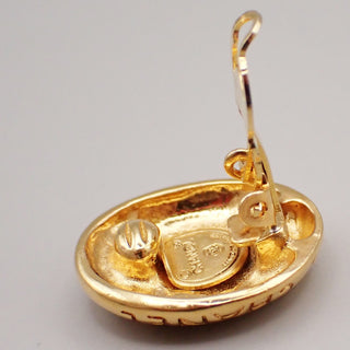 Chanel Mademoiselle Oval Button Earrings Clip-On Gold-plated