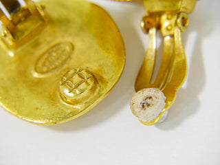 Chanel CC Hoop Clip-On Earrings Crystal Embellished Metal