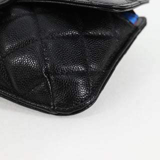 Chanel Foldable Tote Bag with Chain Quilted Caviar with Printed Nylon