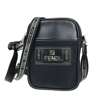 Fendi Logo Patch Messenger Bag Pequin Nylon