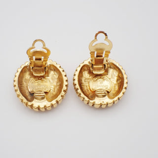 Chanel Vintage CC Round Clip-On Earrings Metal