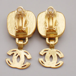 Chanel Vintage CC Drop Clip-On Earrings Metal and Stones