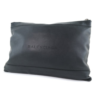 Balenciaga Navy Zip Pouch Leather