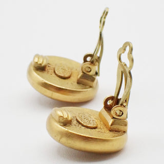 Chanel Vintage Round Clip-On Earrings Metal with Faux Pearl