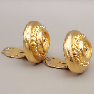 Chanel Vintage CC Logo Round Clip on Earrings Textured Metal