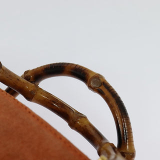 Gucci Vintage Bamboo Front Pocket Tote Suede