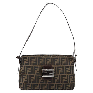 Fendi Vintage Pocket Shoulder Bag Zucca Canvas