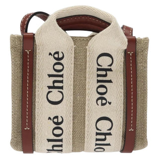 Chloe Woody Tote Canvas with Leather