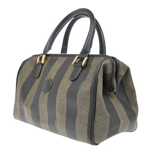 Fendi Vintage Pequin Boston Bag Coated Canvas