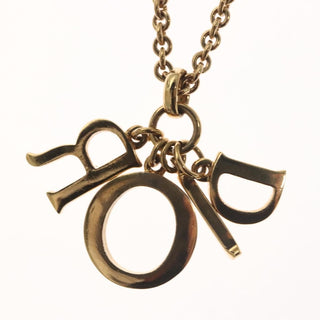 Christian Dior Logo Necklace Crystal Embellished Metal