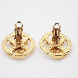 Chanel Vintage CC Round Cutout Clip-On Earrings Metal
