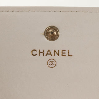 Chanel Camellia Bow Flap Card Holder with Chain Quilted Lambskin