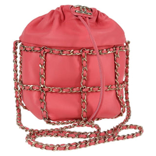 Chanel Chain Frame CC Drawstring Bucket Bag Lambskin