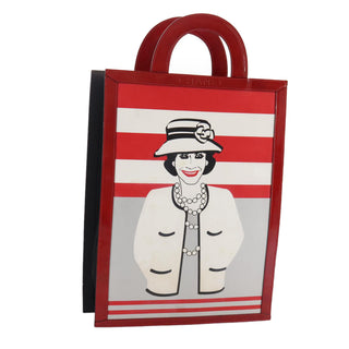 Chanel Vintage Portrait Tote Printed Leather and Quilted Patent