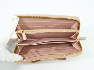 Prada Bow Zip Around Wallet Saffiano Leather