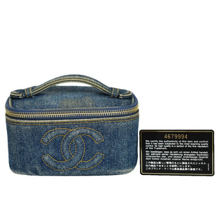 Chanel Vintage Timeless Zip Around Vanity Case Denim