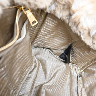 Prada Canapa Tote Denim and Fur