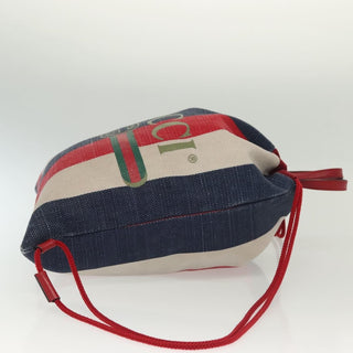 Gucci Logo Drawstring Backpack Striped Canvas